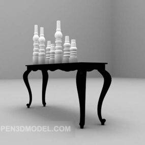 Black Console Table With Vase Decor 3d model