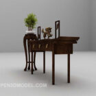 Black Wooden Console Table With Decorative