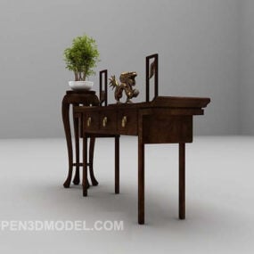 Classic Chinese Console Desk Carved Frame 3d model