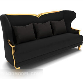 Mẫu Sofa nhiều chỗ châu Âu màu đen 3d
