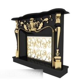 Black European Exquisite Fireplace 3d model
