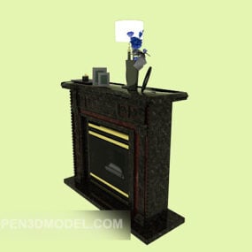 Black European Fireplace 3d model