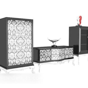 Black European Hall Cabinet, Side Cabinet 3d model