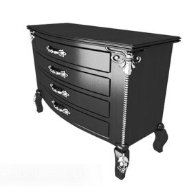 Black European Style Side Cabinet 3d model