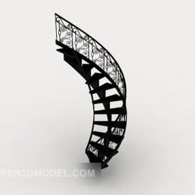 Modelo 3d de escada curva preta