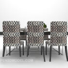 Black Marble Dining Table With Modern Chair