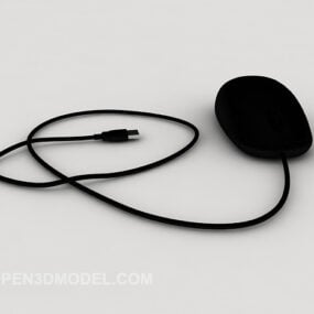 Black Mouse With Wire 3d model