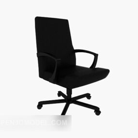 Office Wheels Chair Sort Læder 3d model