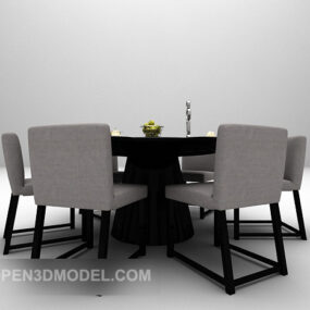 餐厅黑色圆桌椅3d模型