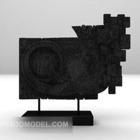 3D-Modell einer Schnitzskulptur aus schwarzem Eisen