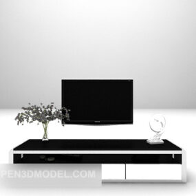 Black And White Minimalist Tv Cabinet 3d model