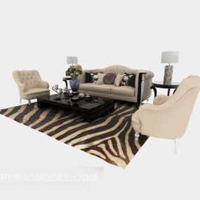 Black And White European Sofa Furniture Set 3d model