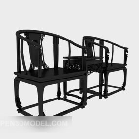 ブラックアームレストラウンジチェア家具3Dモデル