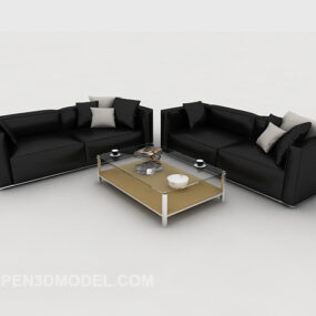 黑色商务简约组合沙发3d模型