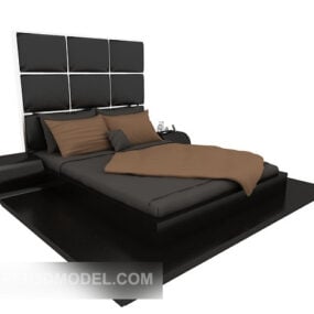 Black Classic Double Bed 3d model