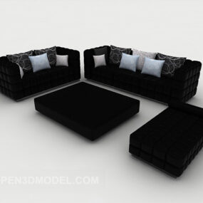 黒のソファフルセット3Dモデル