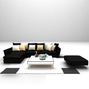 ब्लैक कॉम्बो सोफा फर्नीचर 3डी मॉडल