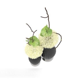 Black Concave Vase Plant 3d model