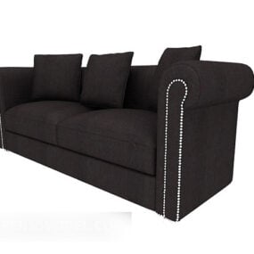 Black Leather Double Sofa 3d model