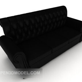 Svart läder multiplayer soffa 3d-modell