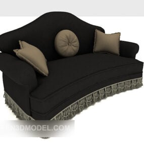 Black Exquisite European Double Sofa 3d model