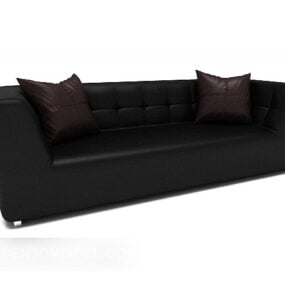 Mẫu Sofa nhiều chỗ ngồi của gia đình màu đen 3d