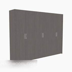 Black Four-door Wardrobe Furniture 3d model