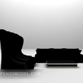 Černá s vysokým opěradlem střihová pohovka Kombinovaný nábytek 3D model