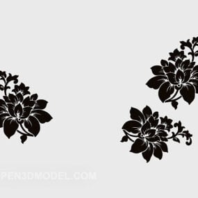 Mur de fleurs de maison noir peint modèle 3D