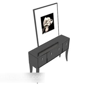 Black Home Side Cabinet With Picture 3d model