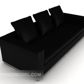Model 3d Desain Sofa Tiga Orang Rumah Hitam