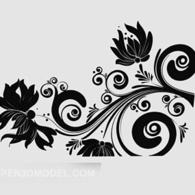 Black Home Wall Paint Floral Pattern 3d model