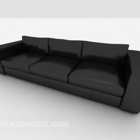 Black Leather Home Multi Seaters Sofa 3d model