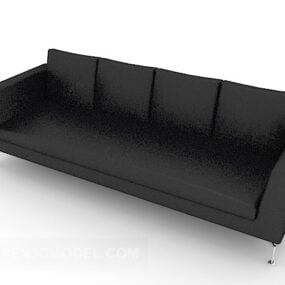 Black Leather Multiplayer Sofa Decor 3d model