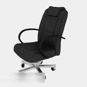 Siyah Deri Tekerlekli Ofis Sandalyesi 3d modeli