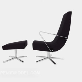 Schwarzer Lounge Chair Hocker 3D-Modell