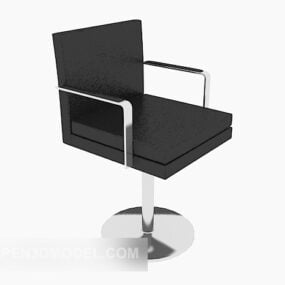 Schwarzer Bürostuhl aus Metall mit einem Bein, 3D-Modell