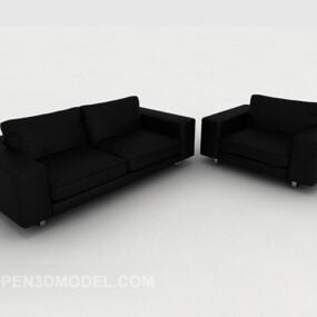 Canapé minimaliste noir modèle 3D