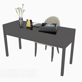 Work Desk Black Minimalist Style 3d model