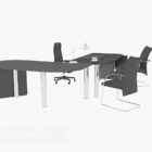 Schwarzer minimalistischer Schreibtisch und Stühle