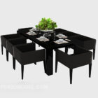 Zwarte minimalistische eettafel en stoel