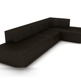 Black Minimalist Leather Sofa 3d model