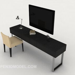 Black Minimalist Table Chair Set 3d model