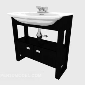 خزانة حمام مودرن خشب أسود موديل 3D