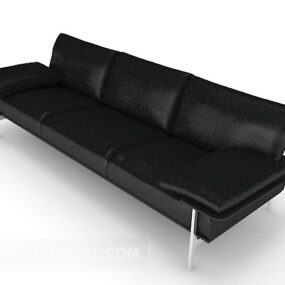 Black Modern Leather Multiplayer Sofa 3d model