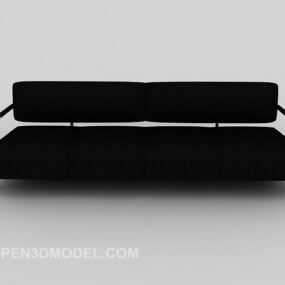 Black Leather Modern Multi-seaters Sofa 3d model