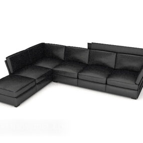 Black Modern Simple Multiplayer Sofa 3d model