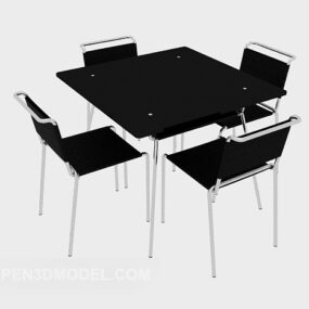 Black Modern Table Chair Set 3d model