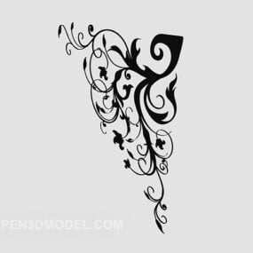 Black Patterned Wall Painted 3d model