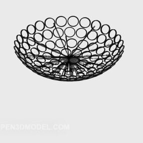 Black Round Chandelier Circles Pattern Shade 3d model